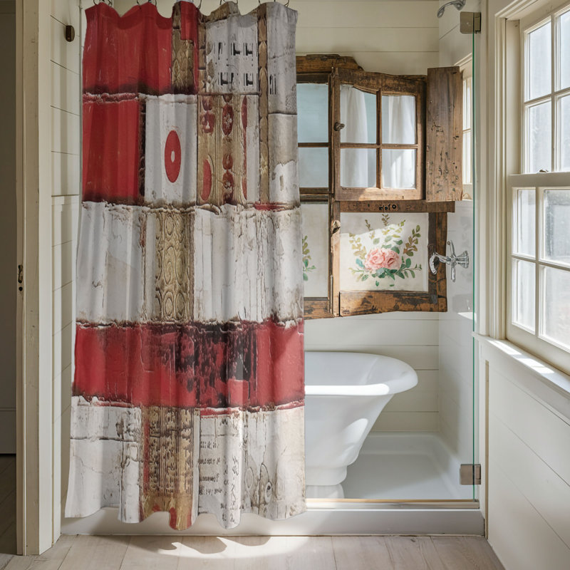 Rideau de douche abstrait Eula, H 74 po x l 71 po