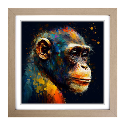 Monkey Palette Knife Painting No.3 - Framed Print