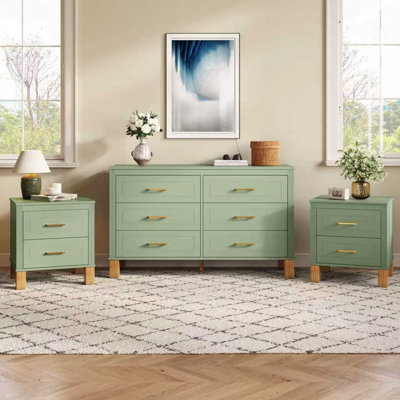 Table de chevet 2 tiroirs, rangement en bois de qualité supérieure avec design cannelé élégant, table de chevet à pieds en bois massif avec poignée en métal, grande table de chevet pour le salon de la chambre à coucher
