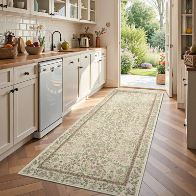 Floral Machine Washable Area Rug