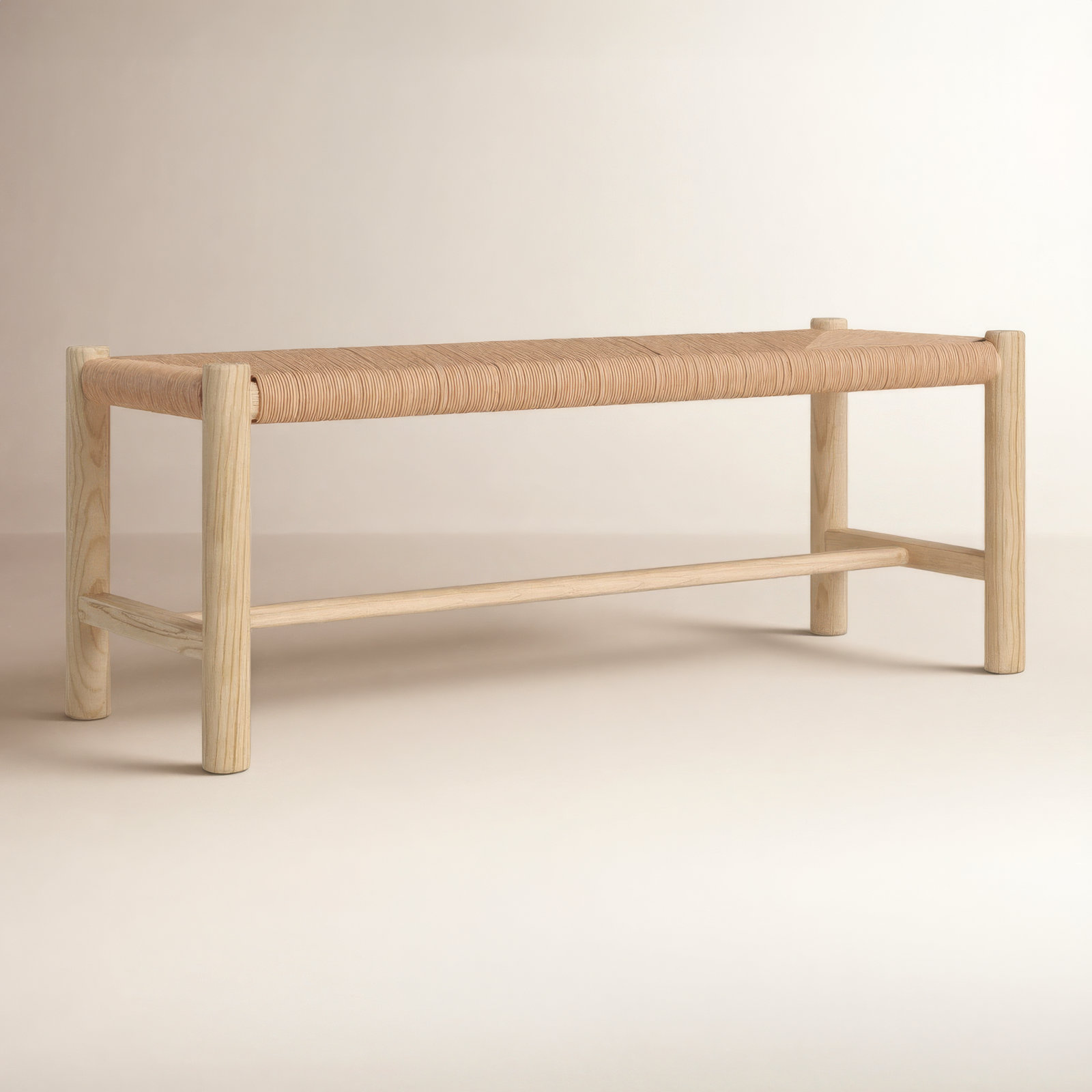 Brighton Wood Bench, Natural, 18" H x 48" W x 17" D