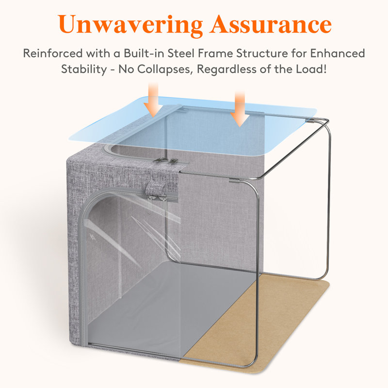 Ensemble de 4 bacs de rangement pour vêtements avec structure en métal, bacs de rangement pliables pour vêtements avec couvercles, boîte de rangement empilable 40l