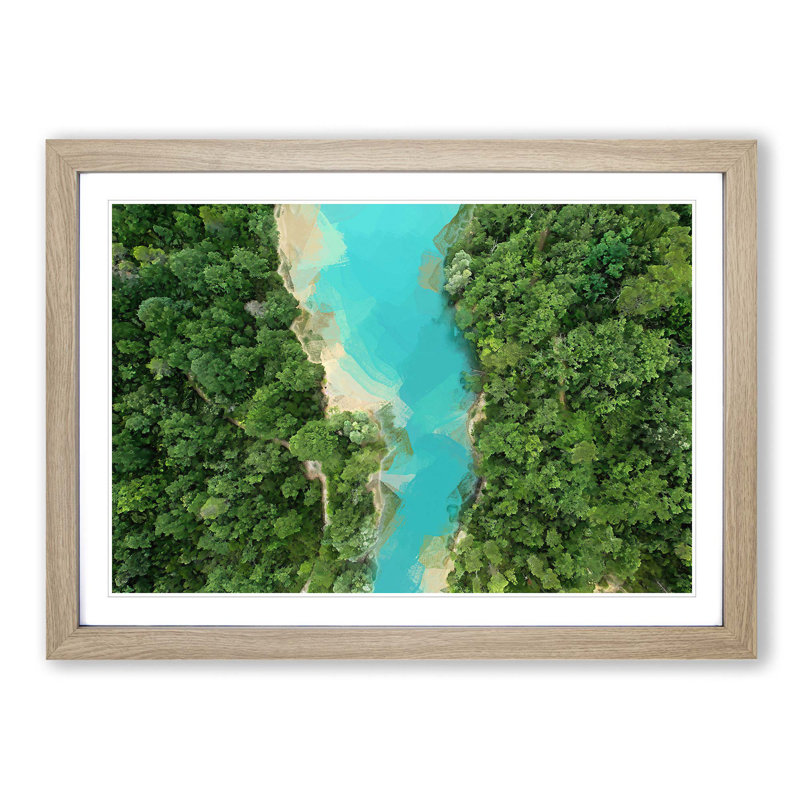 Saint Cassien Lake in France in Abstract - Picture Frame Graphic Art Print, 40cm H x 60cm W x 2cm D, Oak