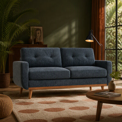 Canapé capitonné de style Mid-Century moderne avec pieds en bois, d'une largeur de 67,7 pouces pour un confort élégant et un design intemporel.