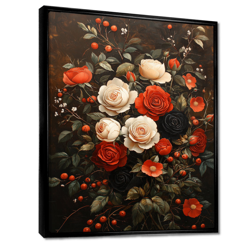 Chambliss - impressions murales florales, Noir, Reproduction encadrée sans passe-partout, H 20 po x l 12 po
