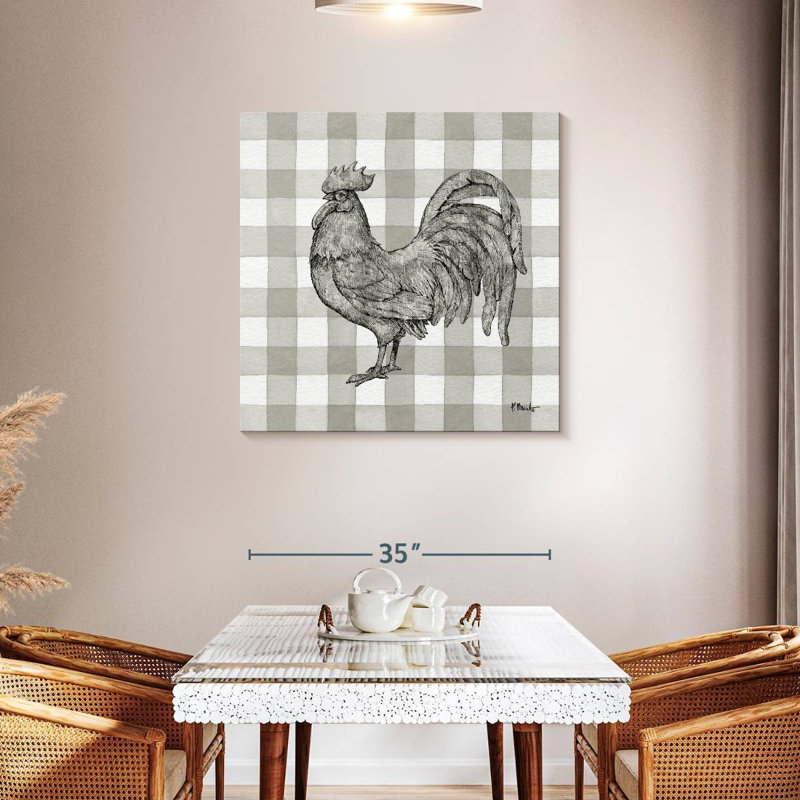 Crowle Lined Rooster II, 36" H x 36" W