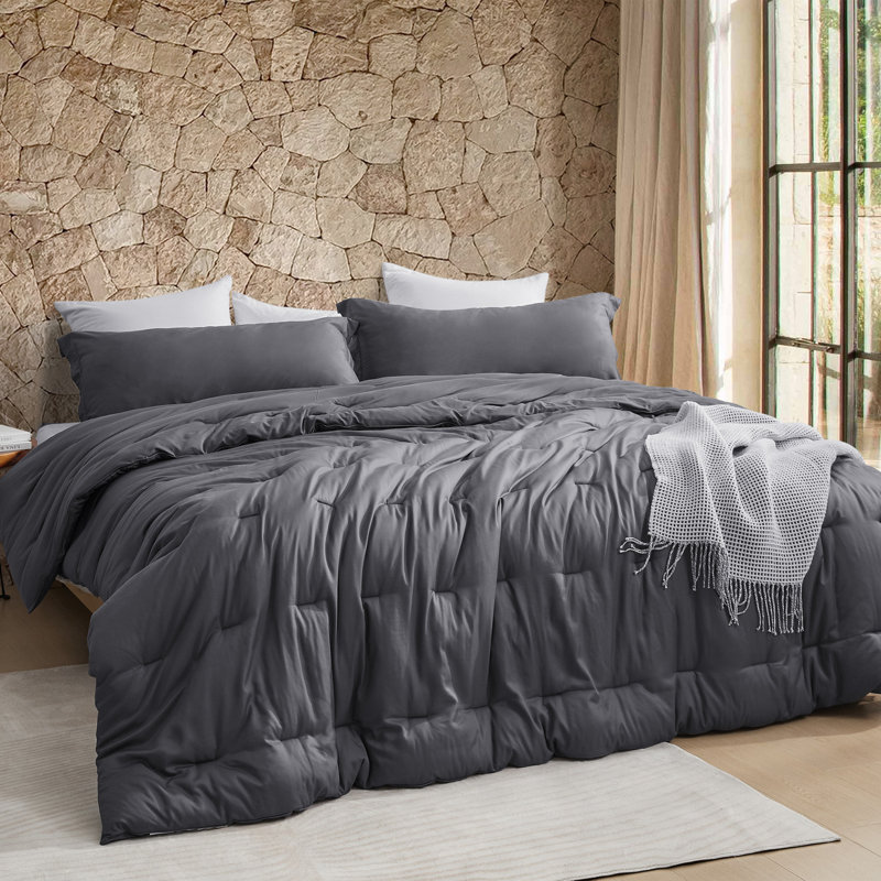 Silky Butter Coma Inducer Lightweight Comforter Set, Alaskan King Comforter + 4 King Shams, Gray