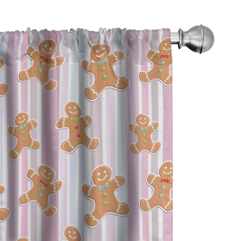 Gingerbread Man Geometric Semi-Sheer Rod Pocket Curtain Panels, 28" W x 84" L