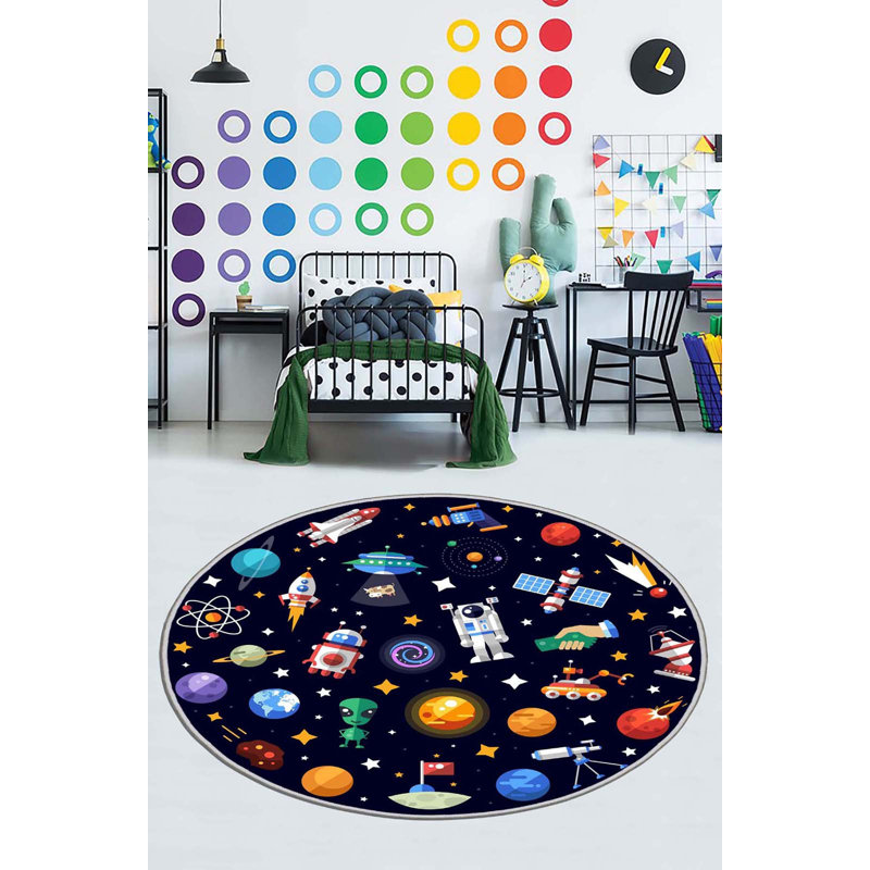 Tapis mauve / bleu / orange Mize, Rond 2 pi