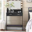 Bureau de coiffeuse avec miroir et lumières, coiffeuse avec grand tiroir, commode de rangement à 2 niveaux et 3 modes d'éclairage à luminosité réglable, convient à la chambre à coucher (noir)-951355026