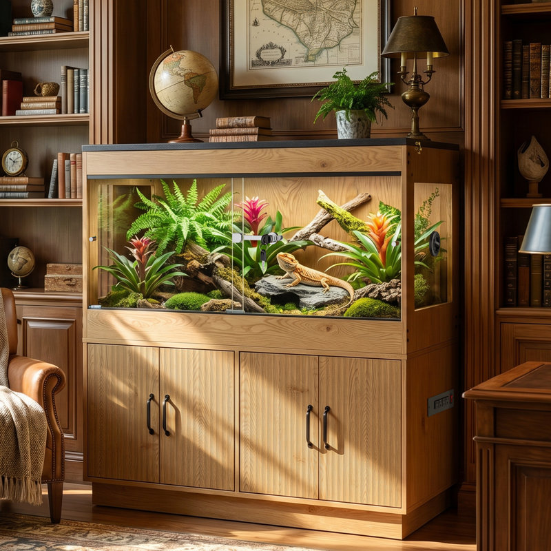 Terrarium 120 gallons avec support 4X2X2 et armoire de rangement