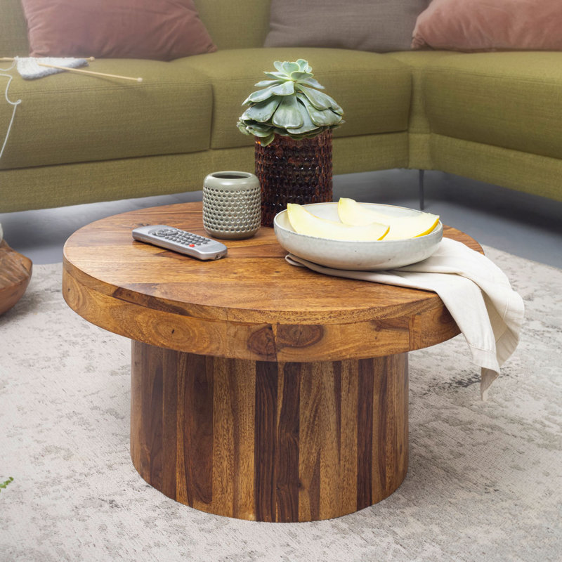 Lankford Solid Wood Pedestal Coffee Table