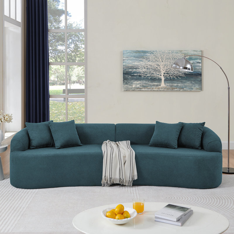 Canapé modulaire modulaire en tissu de laine d'agneau, Bleu