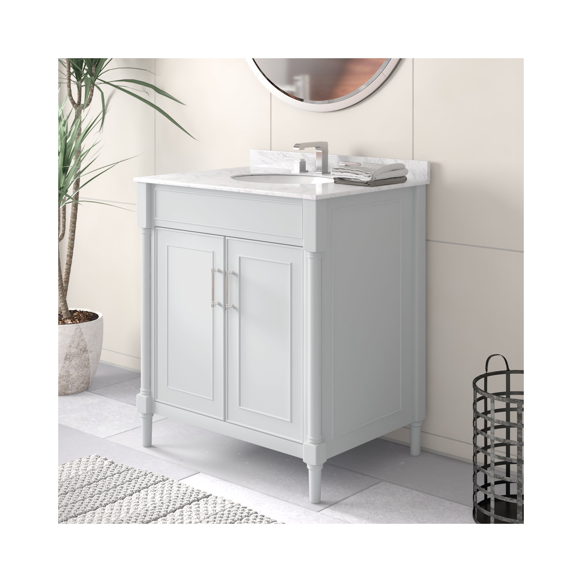Addison 30'' Single Bathroom Vanity Base, Light Gray