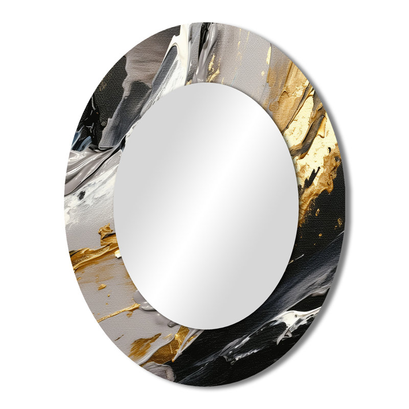 Mystery Awakening VI - Black Modern Oval Wall Mirror, 43" x 33"