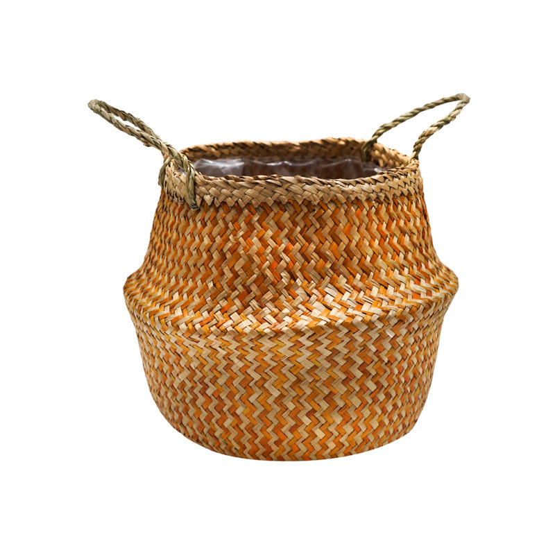 Seagrass Indoor Seagrass Lined Basket Planter, Amber