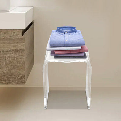Nakul 15.5'' W 300Lbs Capacity Acrylic Shower Bench Stool U-shaped Clear Bath Chair Seat for Sauna