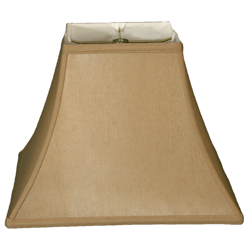 Abat-jour cloche en soie / shantung (araignée), Or antique / Blanc cassé, H 10,5 po x l 12 po x P 12 po