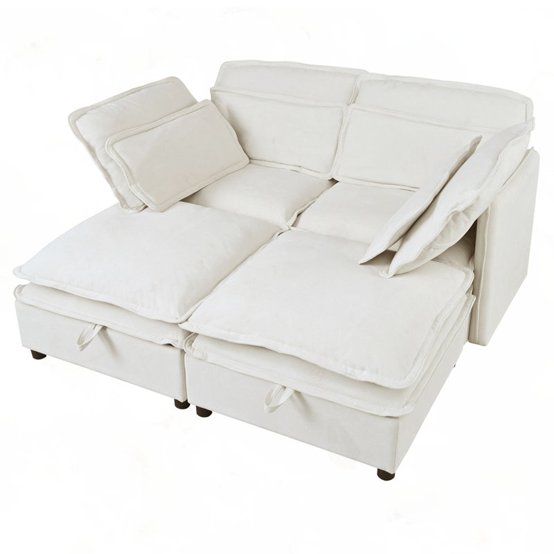 Double-Layer Cushion Modular Sofa, Beige