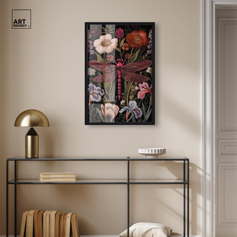 «Ruby Reed Rider I Shadowbox», impression botanique par Art Remedy, H 31 po x l 21 po, Noir