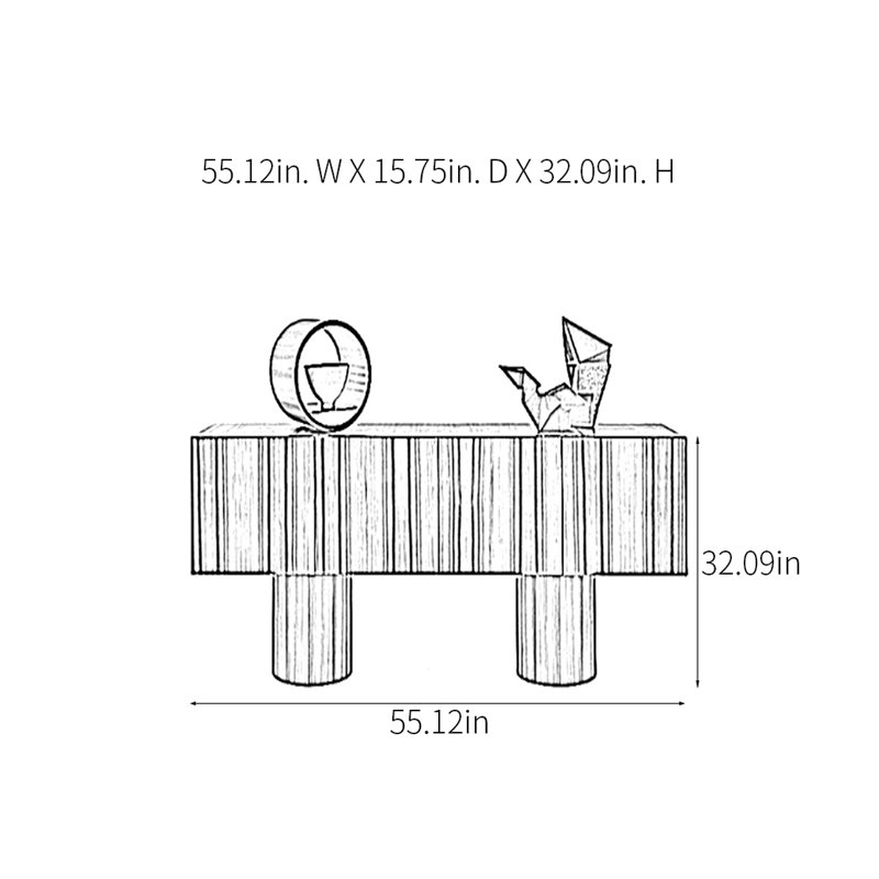 Lindell, H 32,09 po x l 55,12 po x P 15,75 po, Brun