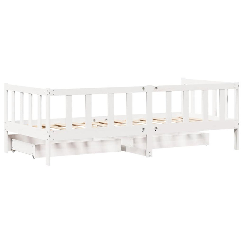 17 Stories Daybed With Drawers Without Mattress Single Solid Wood, 87.5 x 203.5 cm, White