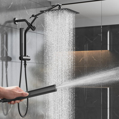 10" Metal Rain Shower Head with Handheld Spray Combo, Rainfall Shower Heads