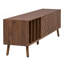 Meuble télé 68 po Mid-Century, console multimédia pour téléviseur de 75 po ou moins, panneau de fibres à densité moyenne de haute qualité avec 5 pieds en bois massif pour le salon et la chambre à coucher