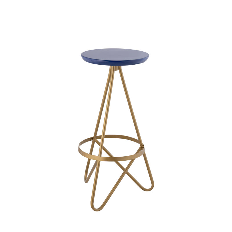 Tabouret de bar en métal bleu marine et doré de 30 po Spiroa, Marine / doré