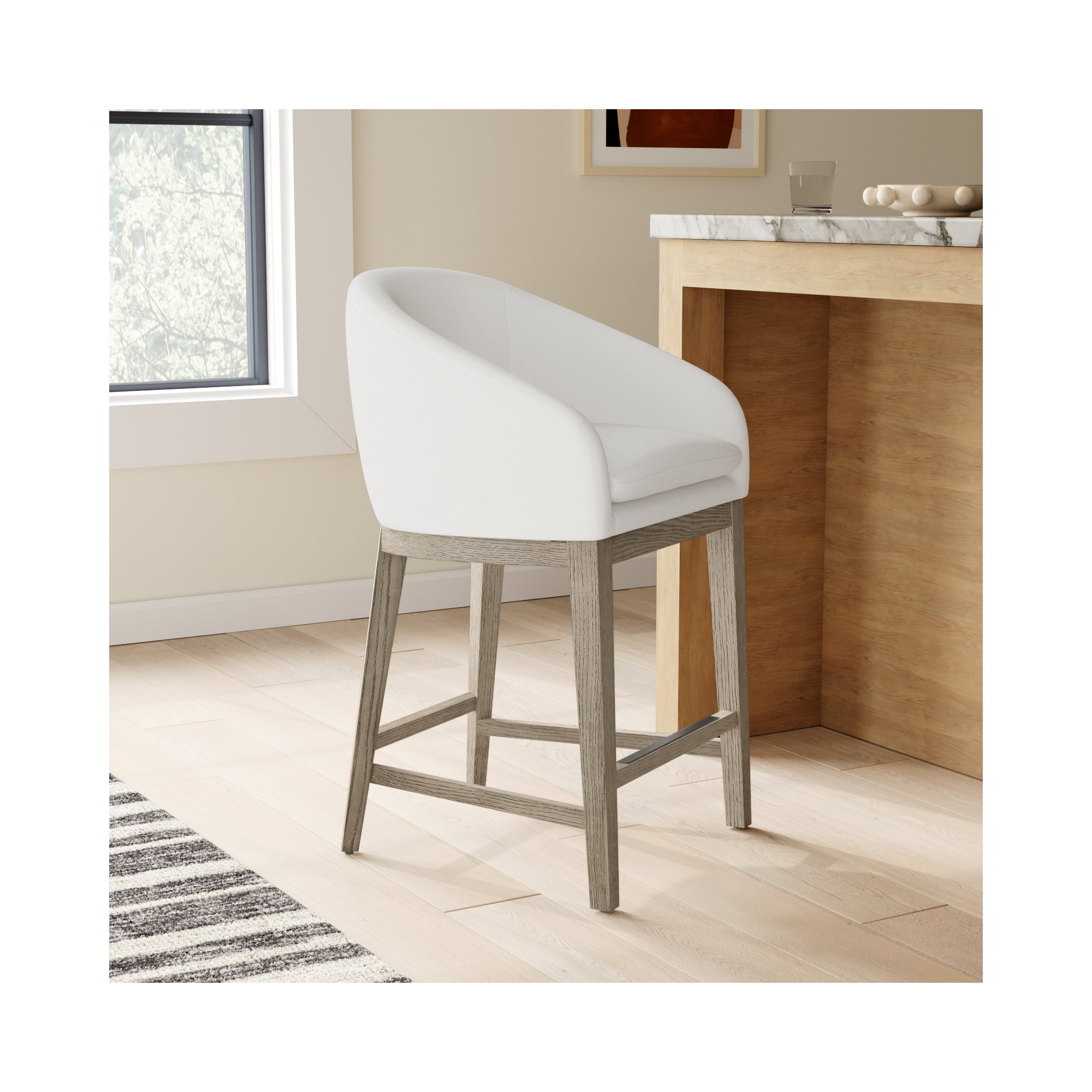 Bethea Round-back 25.98'' Counter Stool, Prestige Pearl Tweed