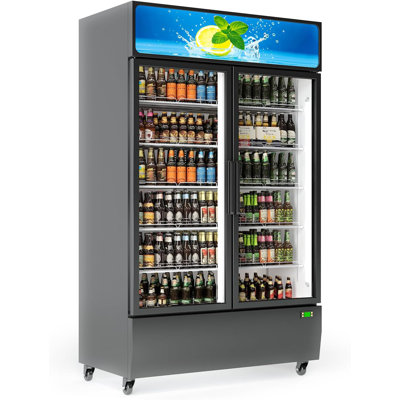 Réfrigérateur commercial à porte vitrée de 24,7 pieds cubes - Refroidisseur de boissons vertical avec lumière DEL - Contrôle numérique de la température et tablettes réglables - Réfrigérateur à présentoir pour magasin, bar, restaurant