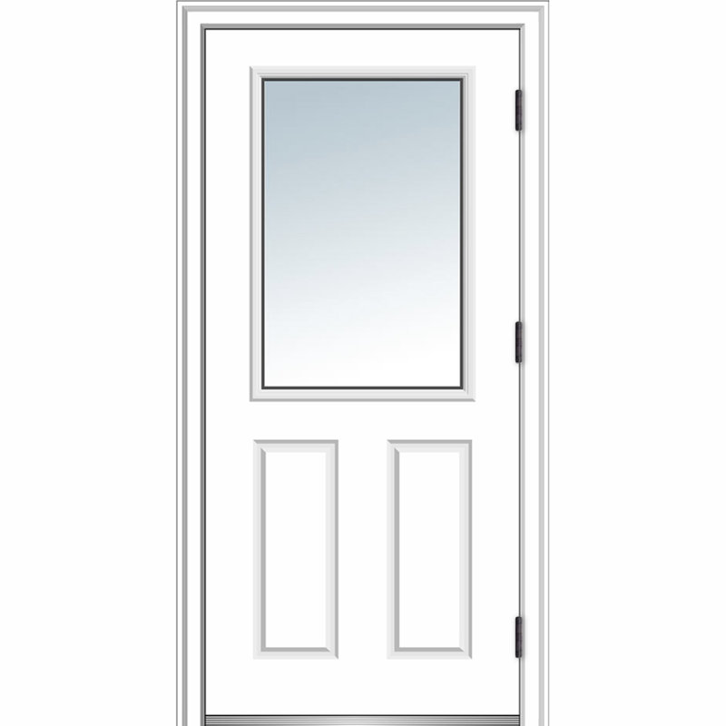 Porte d'entrée avant en fibre de verre Smooth, S'ouvre à gauche vers l'extérieur, H 80 po x l 30 po x P 1,75 po, 4,56 po