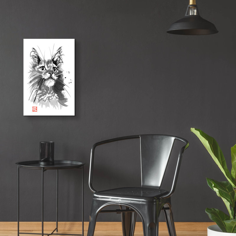 "Chat velu" par Pechane, H 24 po x l 16 po