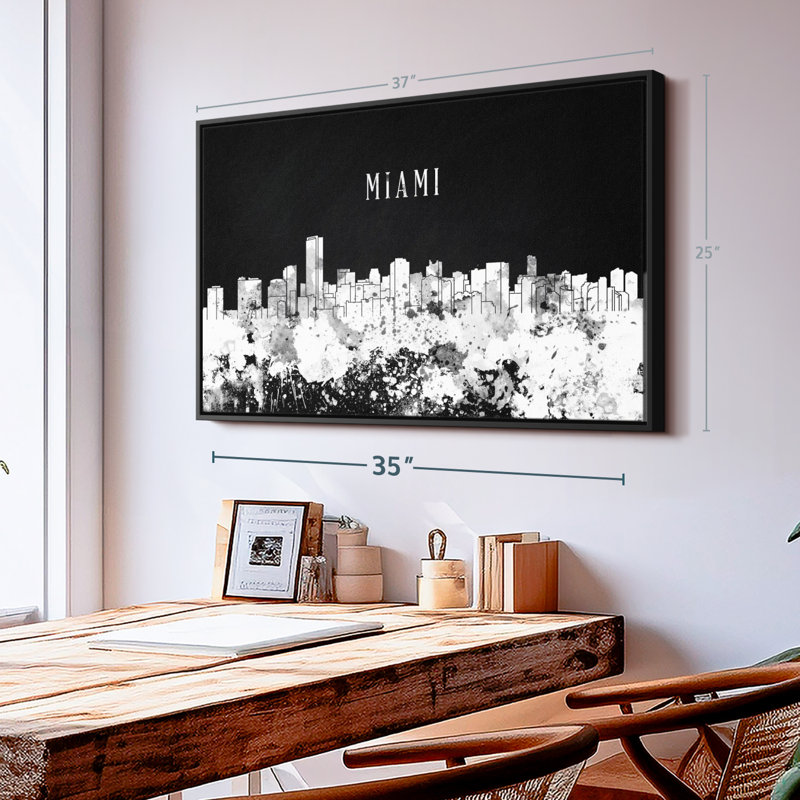 «Miami Skyline BW», H 25 po x l 37 po