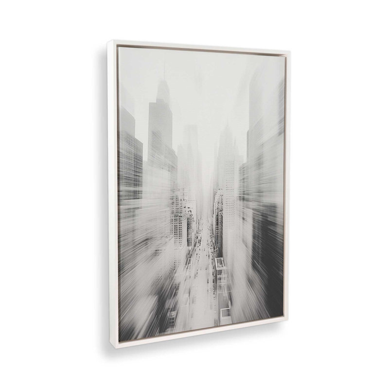Urban Pulse, 48.75" H x 32.75" W x 1.75" D, Opaque White Floater Framed