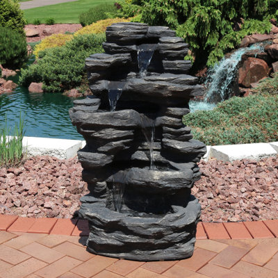 Varner Outdoor Weather Resistant Rock Fountain with Lights
