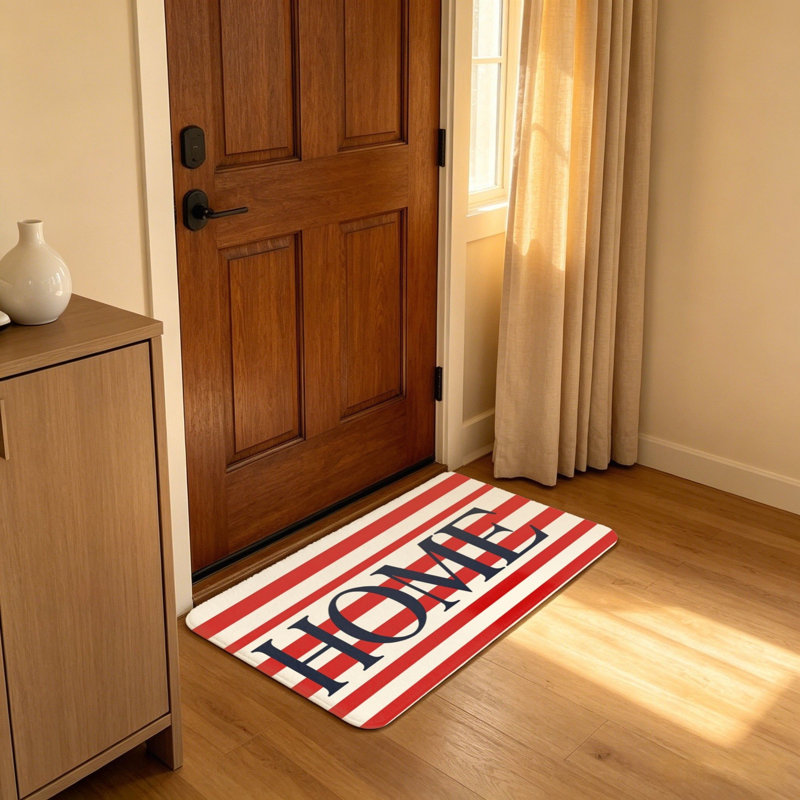 20 X 32 inch Independence Day Red White Striped HOME Print Entryway Doormat