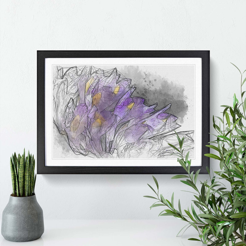 Wild Purple Orchid Flowers in Abstract - Picture Frame Graphic Art Print, 50cm H x 76cm W x 2cm D, Black