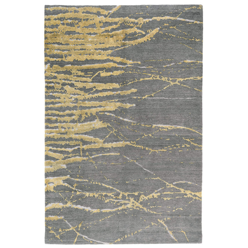 Ven Hand Woven Silk and Wool Abstract Area Rug, Rectangle 12' x 16'