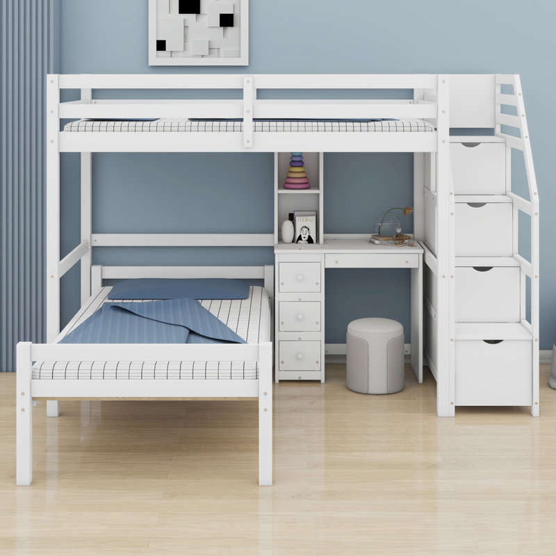 Lit mezzanine avec lit autonome, Blanc