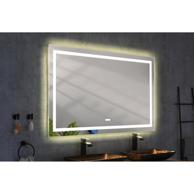 84x40 Inch Led Bathroom Mirror, Fog Feature, 3 Color Alternatives, Stepless Dimmable Lamp, Hd Glass, Aluminium Wall Mounted Mirror 84 X 40 Inch, Fog, Schemes, Trait Quality