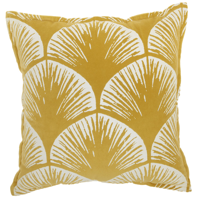 Housse de coussin en coton Arielle, Géométrique jaune 1, H 18 po x l 18 po
