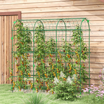 Treillis arqué extérieur de 6 pi de hauteur pour plantes grimpantes, acier recouvert de plastique, filet, aide concombres, pois, fruits