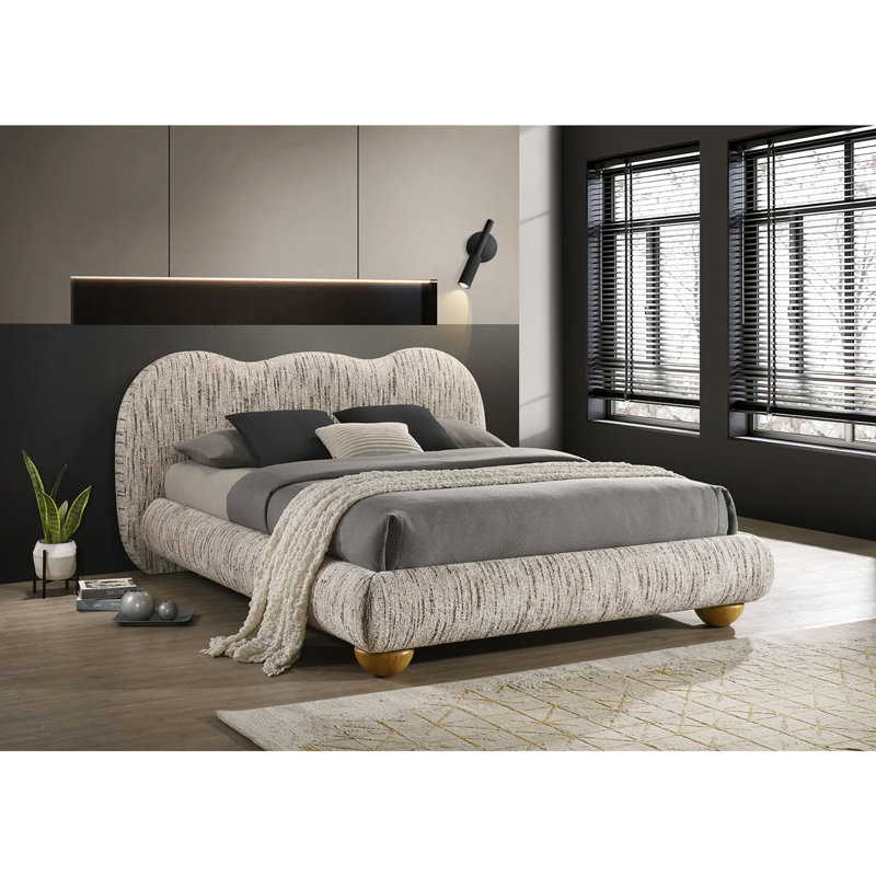 Mobilier de chambre à coucher contemporain contemporain en latte brun grand lit 1pc