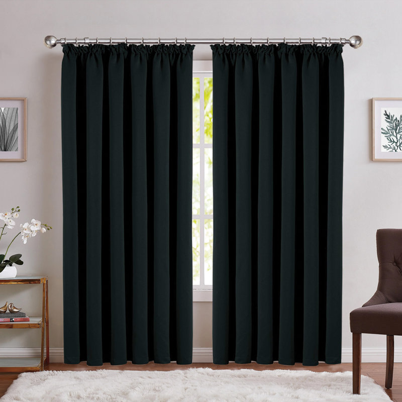 Suttyn Blackout Curtain, 228cm Width x 183cm Drop, Black