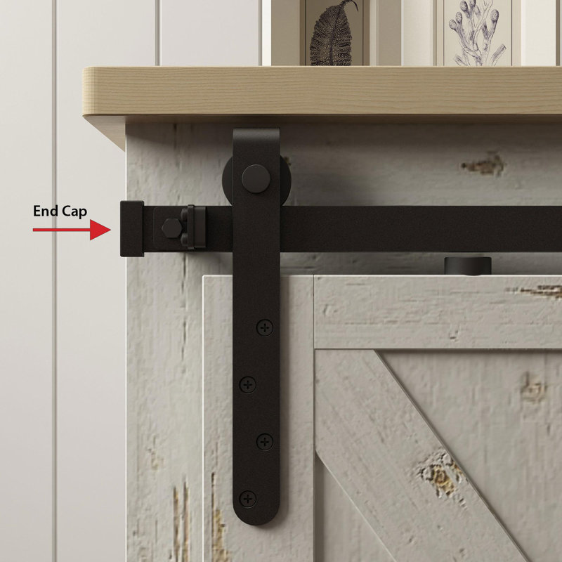 Metal Single Door Barn Door Hardware Kit Standard Single, Black