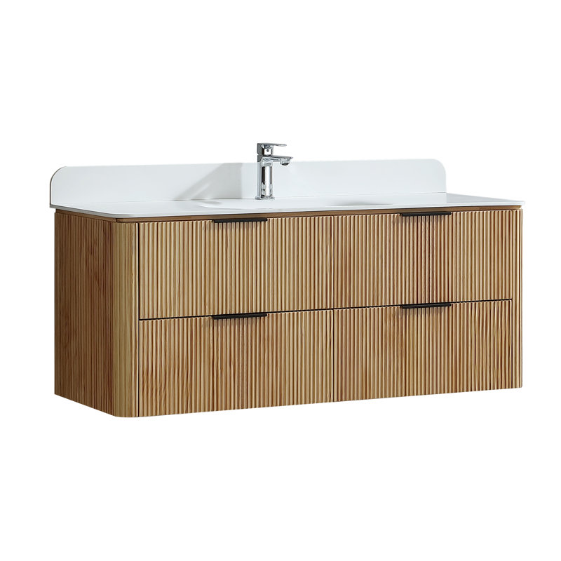 Ensemble de meuble-lavabo à simple cuve 48 "Voulis, Chêne, Noir, 48"