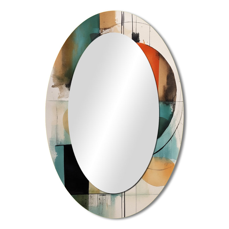 Décor de miroir orange abstrait géométrique Explorations IV - Orange, 36 po x 24 po
