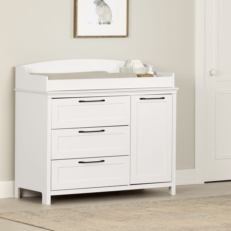 Commode à langer large Daisie, Blanc pur
