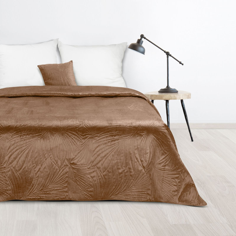 Preble Polyester No Pattern Bedspread, W220 x L240cm, Brick